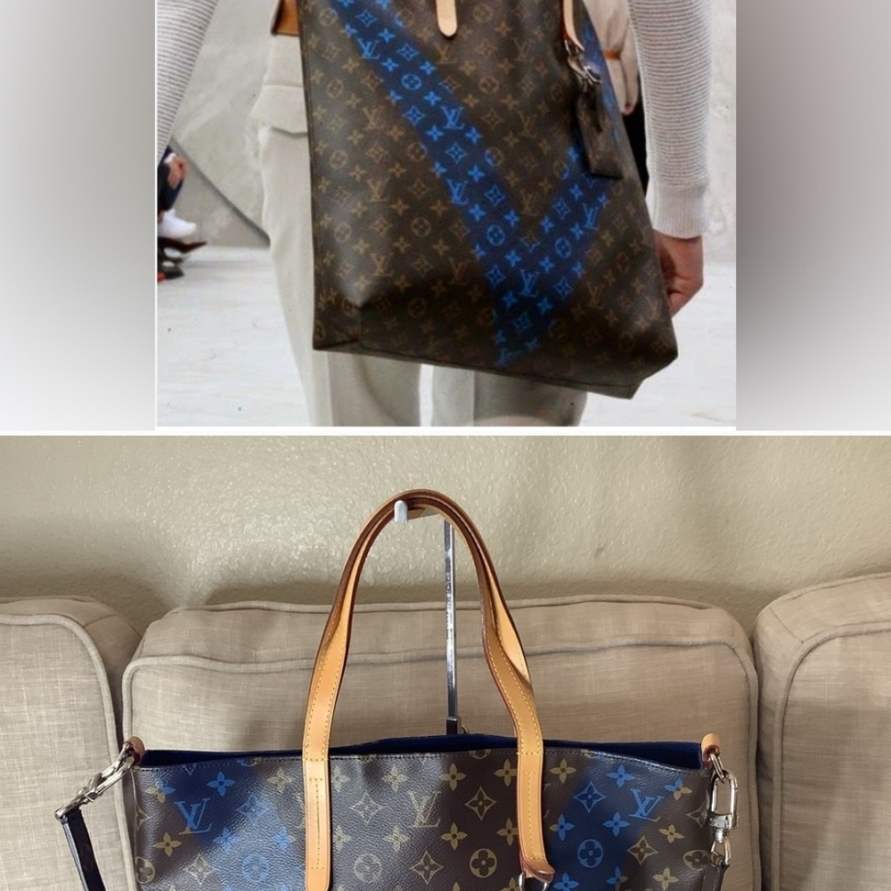 Louis Vuitton Monogram Tote with Blue Accent